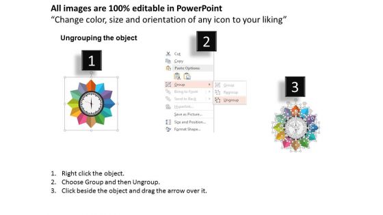 Twelve Staged Time Management Clock Diagram Powerpoint Template