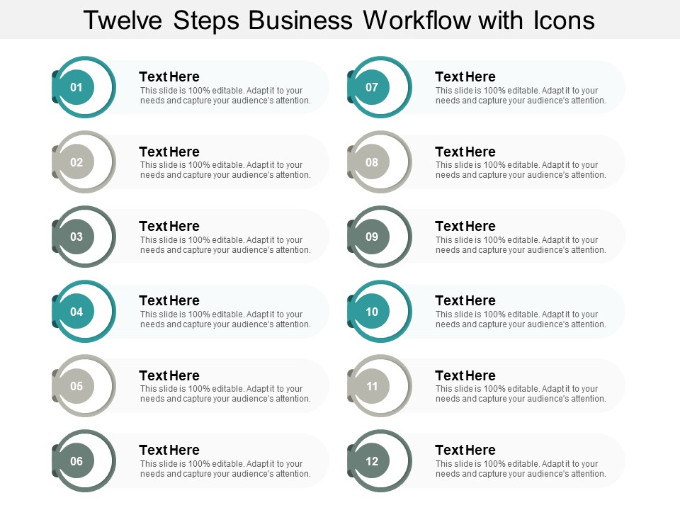 Twelve Steps Business Workflow With Icons Ppt PowerPoint Presentation Infographics Themes