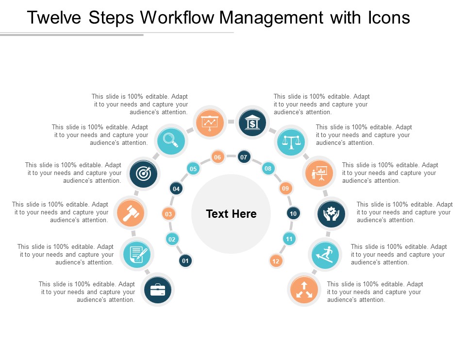 Twelve Steps Workflow Management With Icons Ppt PowerPoint Presentation Slides Ideas