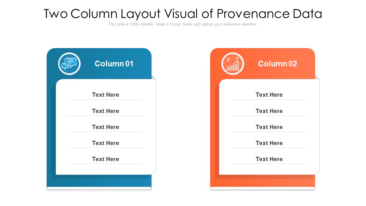 Two Column Layout Visual Of Provenance Data Ppt PowerPoint Presentation Slides Graphic Images PDF