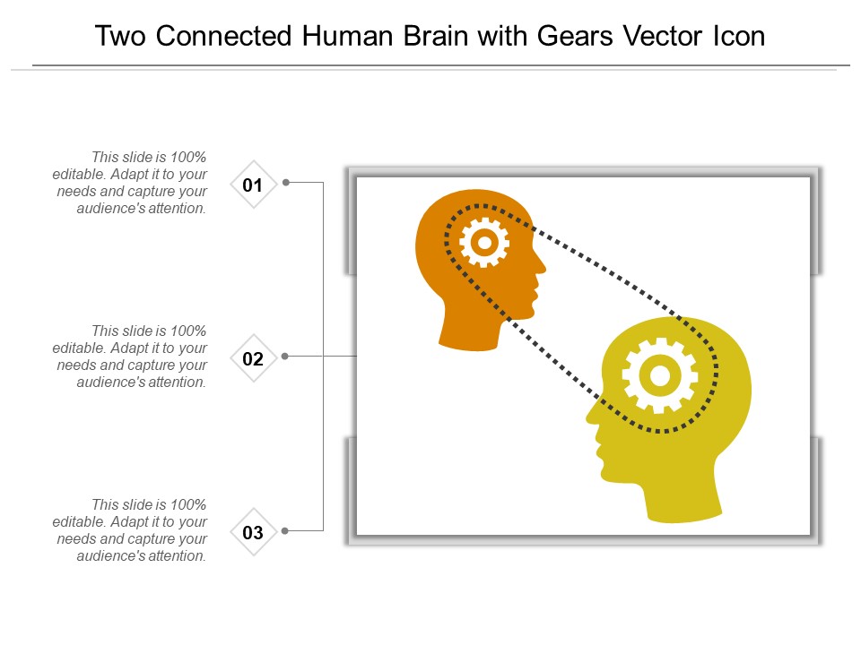 Two Connected Human Brain With Gears Vector Icon Ppt PowerPoint Presentation Model Guidelines PDF