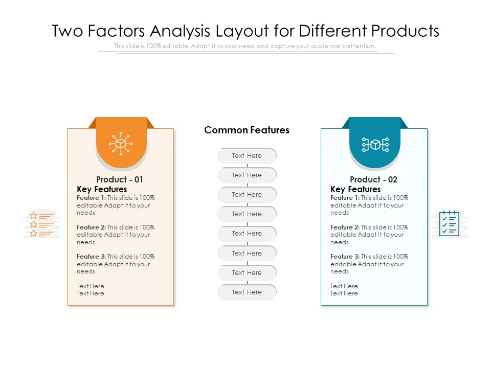 Two Factors Analysis Layout For Different Products Ppt PowerPoint Presentation Portfolio Graphics Design PDF
