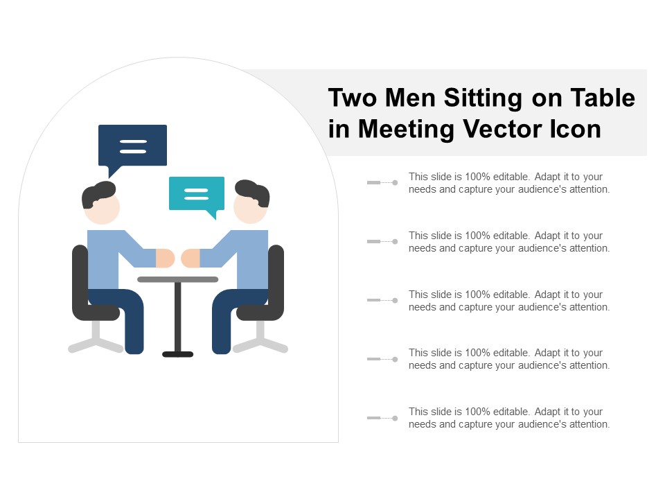Two Men Sitting On Table In Meeting Vector Icon Ppt PowerPoint Presentation Pictures Show