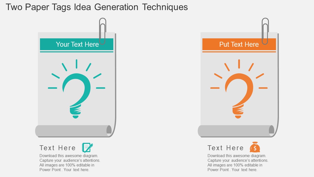 Two Paper Tags Idea Generation Techniques Powerpoint Template