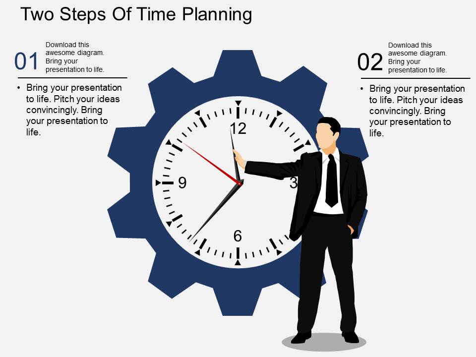 Two Steps Of Time Planning Powerpoint Template