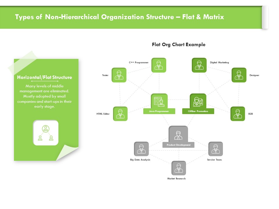 Types Of Non Hierarchical Organization Structure Flat And Matrix Ppt Ideas Skills PDF