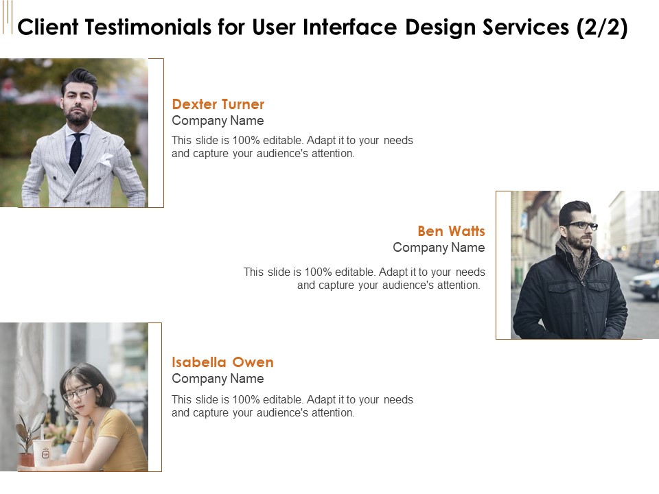 UI Software Design Client Testimonials For User Interface Design Services Audience Ppt Layouts Graphic Tips PDF