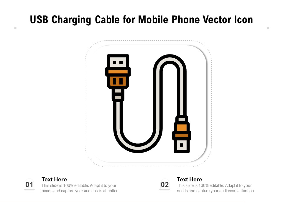 USB Charging Cable For Mobile Phone Vector Icon Ppt PowerPoint Presentation Infographic Template Templates PDF
