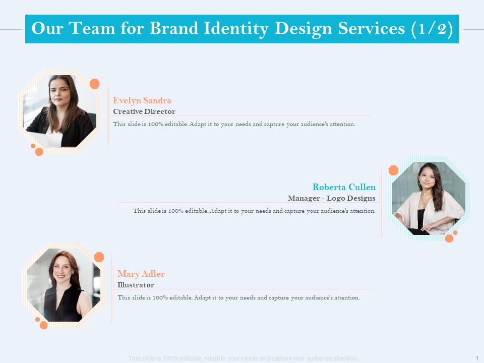 Ultimate Brand Creation Corporate Identity Our Team For Brand Identity Design Services Creative Ppt Slides Background PDF