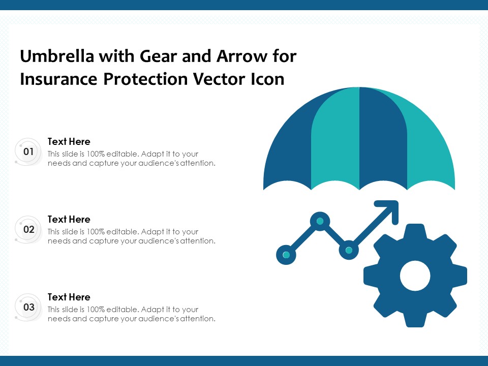 Umbrella With Gear And Arrow For Insurance Protection Vector Icon Ppt PowerPoint Presentation File Examples PDF