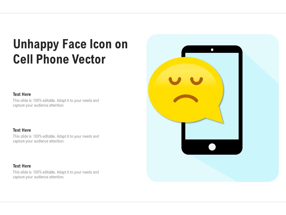 Unhappy Face Icon On Cell Phone Vector Ppt PowerPoint Presentation File Templates PDF