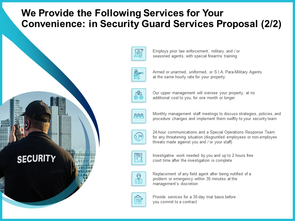 Uniformed Security We Provide The Following Services For Your Convenience In Security Guard Services Proposal Formats PDF