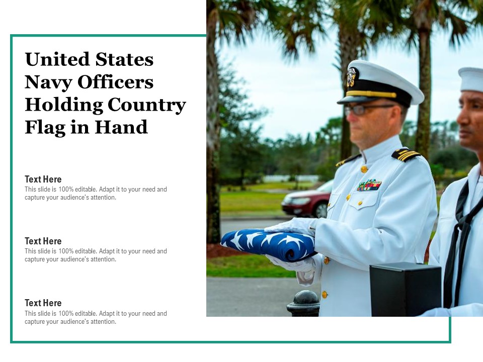 United States Navy Officers Holding Country Flag In Hand Ppt PowerPoint Presentation Professional Introduction PDF