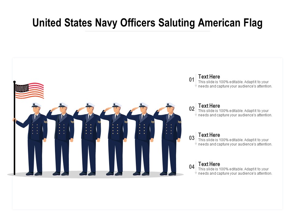 United States Navy Officers Saluting American Flag Ppt PowerPoint Presentation Icon Graphics PDF
