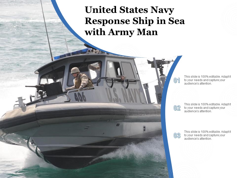 United States Navy Response Ship In Sea With Army Man Ppt PowerPoint Presentation Sample PDF