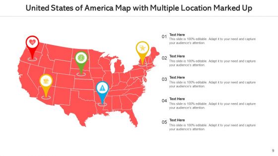 United States Of America Map Locations Percentages Ppt PowerPoint Presentation Complete Deck With Slides