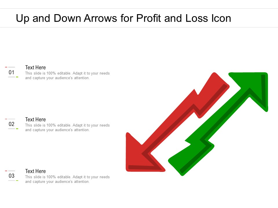 Up And Down Arrows For Profit And Loss Icon Ppt PowerPoint Presentation File Themes PDF