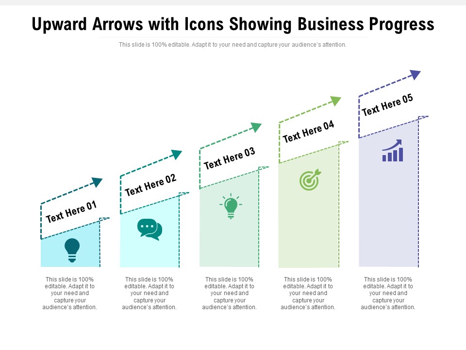 Upward Arrows With Icons Showing Business Progress Ppt PowerPoint Presentation File Rules PDF