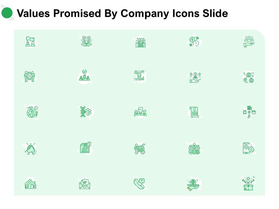Values Promised By Company Icons Slide Ppt Slides Demonstration PDF