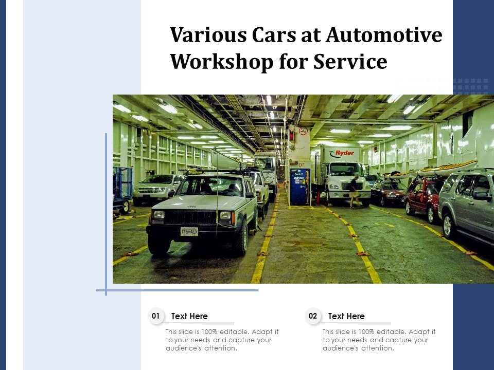 Various Cars At Automotive Workshop For Service Ppt PowerPoint Presentation Icon Professional PDF
