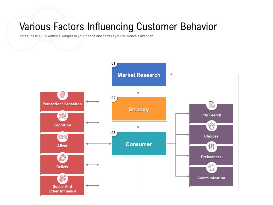 Various Factors Influencing Customer Behavior Ppt PowerPoint Presentation Inspiration Master Slide PDF