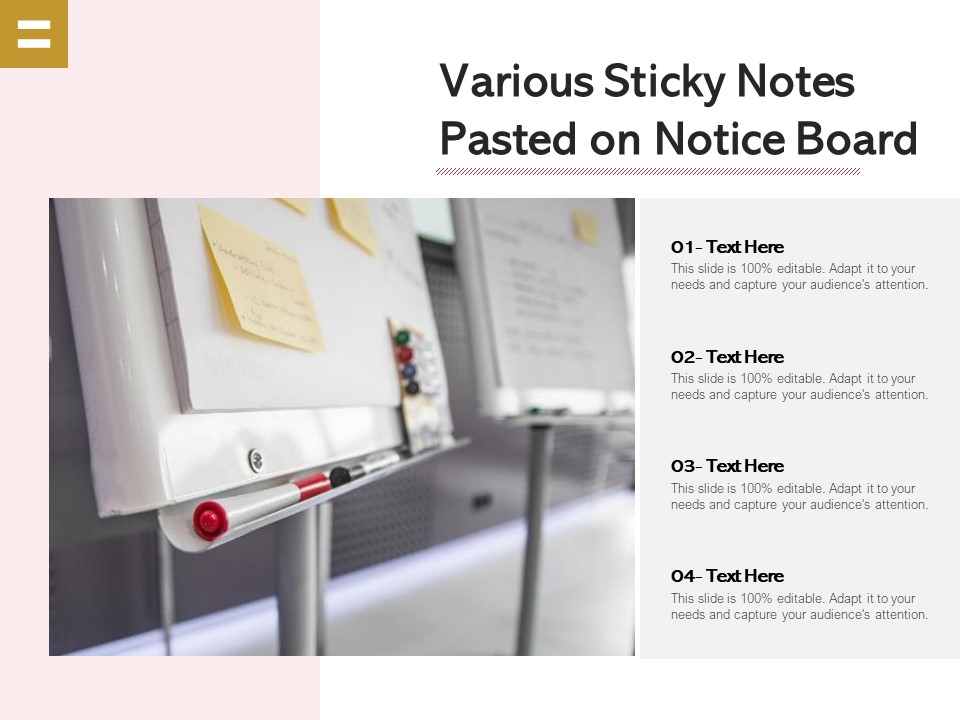 Various Sticky Notes Pasted On Notice Board Ppt PowerPoint Presentation Icon Visual Aids PDF