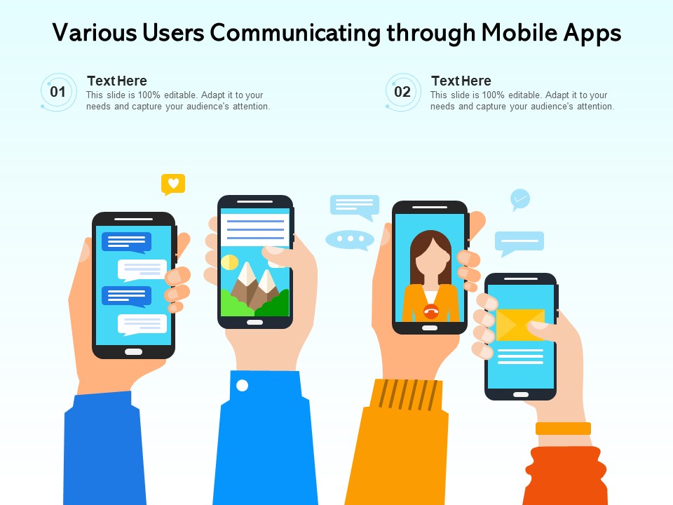 Various Users Communicating Through Mobile Apps Ppt PowerPoint Presentation Icon Template PDF