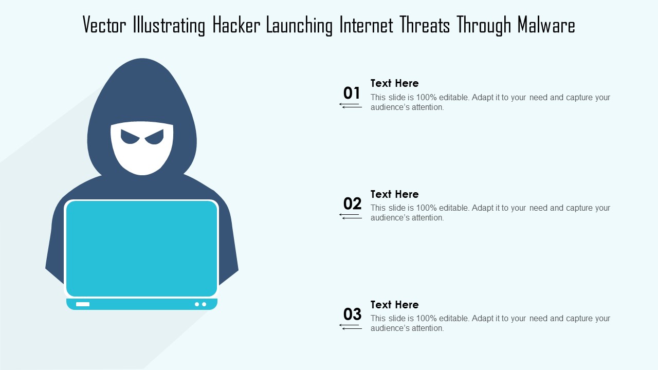 Vector Illustrating Hacker Launching Internet Threats Through Malware Ppt PowerPoint Presentation Icon Backgrounds PDF
