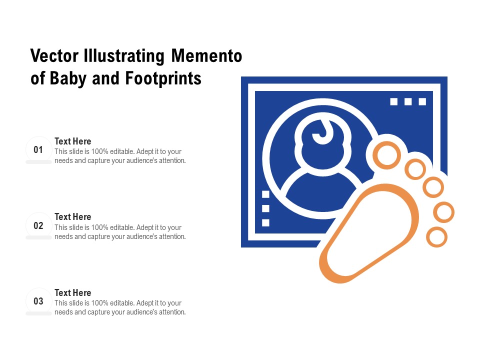 Vector Illustrating Memento Of Baby And Footprints Ppt PowerPoint Presentation Slides Master Slide PDF
