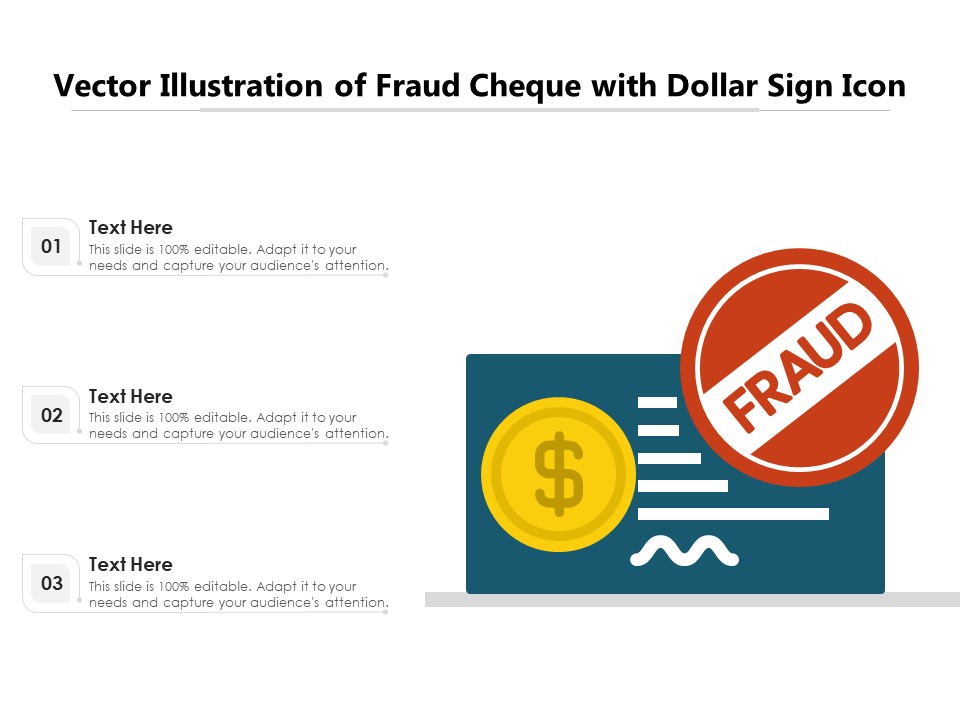 Vector Illustration Of Fraud Cheque With Dollar Sign Icon Ppt PowerPoint Presentation Gallery Introduction PDF