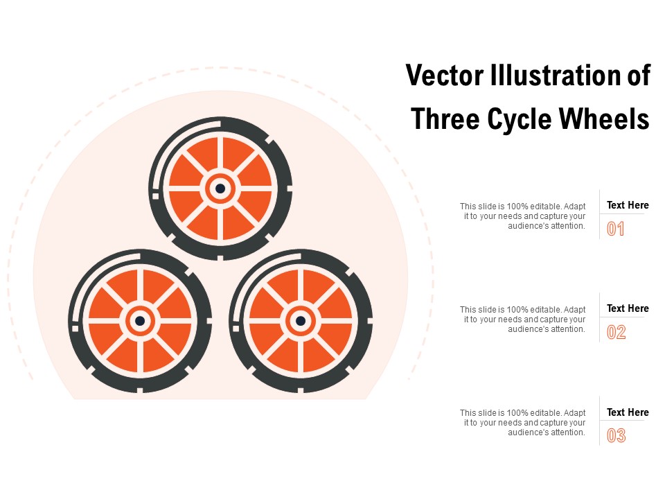 Vector Illustration Of Three Cycle Wheels Ppt PowerPoint Presentation Icon Design Templates