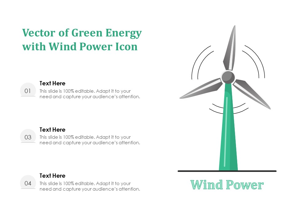 Vector Of Green Energy With Wind Power Icon Ppt PowerPoint Presentation File Images PDF