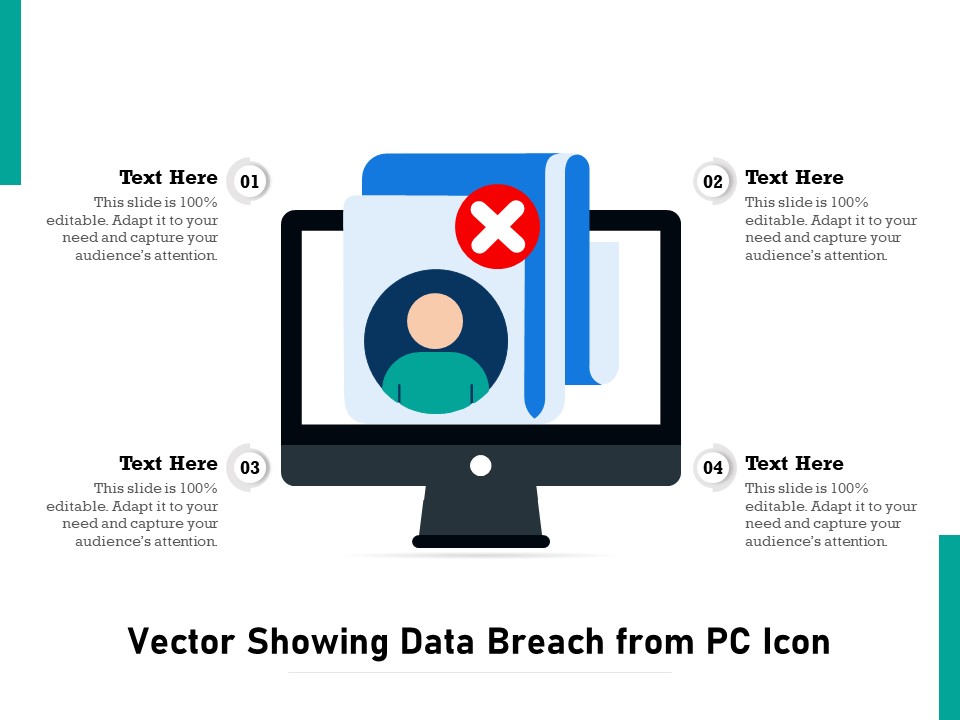 Vector Showing Data Breach From Pc Icon Ppt PowerPoint Presentation Portfolio Example PDF