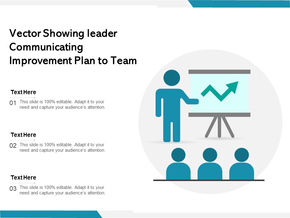 Vector Showing Leader Communicating Improvement Plan To Team Ppt PowerPoint Presentation Outline Diagrams PDF