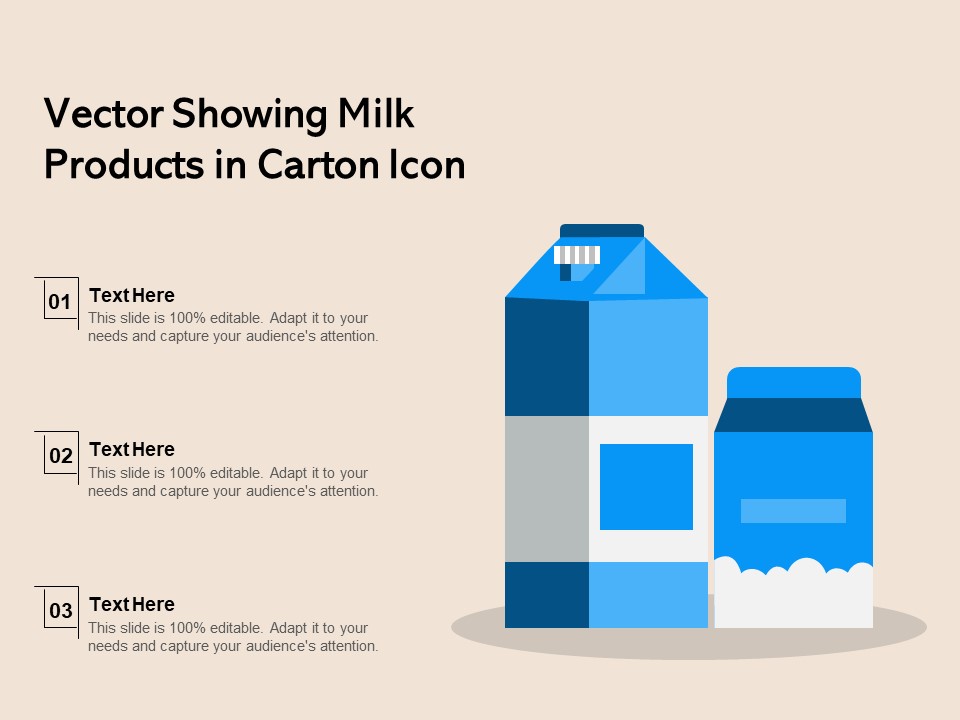 Vector Showing Milk Products In Carton Icon Ppt PowerPoint Presentation Gallery Slide Download PDF