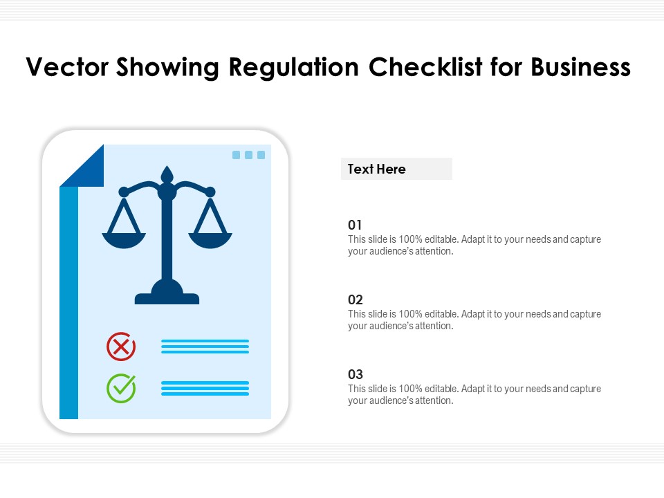 Vector Showing Regulation Checklist For Business Ppt PowerPoint Presentation Inspiration Example File PDF