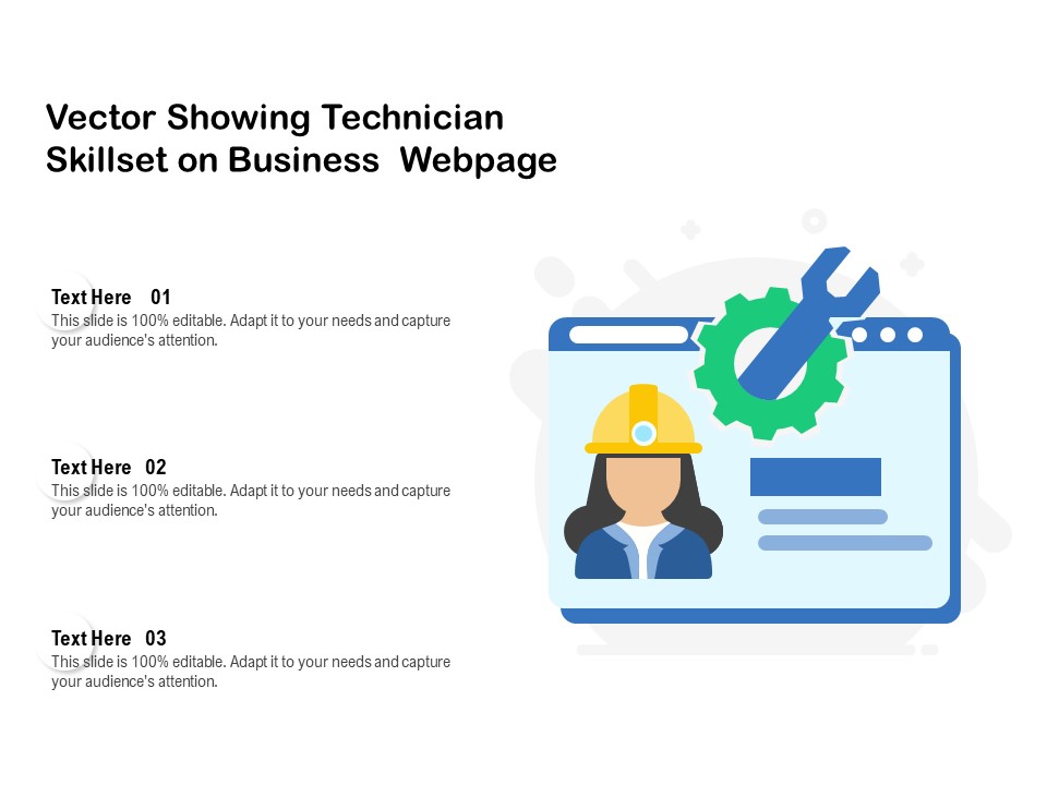 Vector Showing Technician Skillset On Business Webpage Ppt PowerPoint Presentation File Files PDF