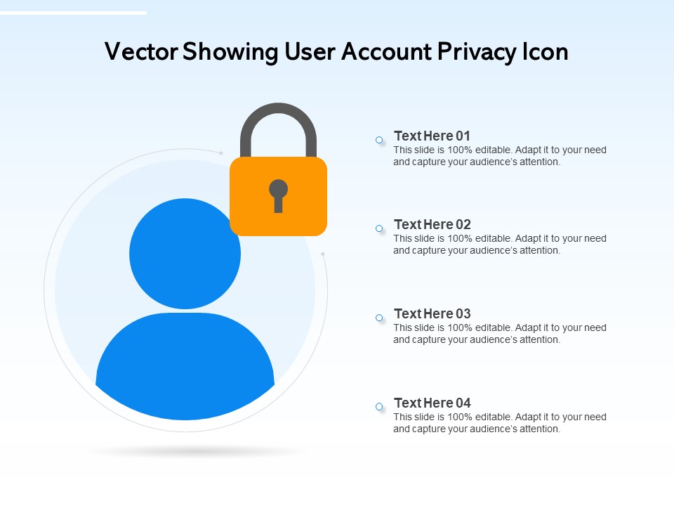 Vector Showing User Account Privacy Icon Ppt PowerPoint Presentation Portfolio Designs PDF