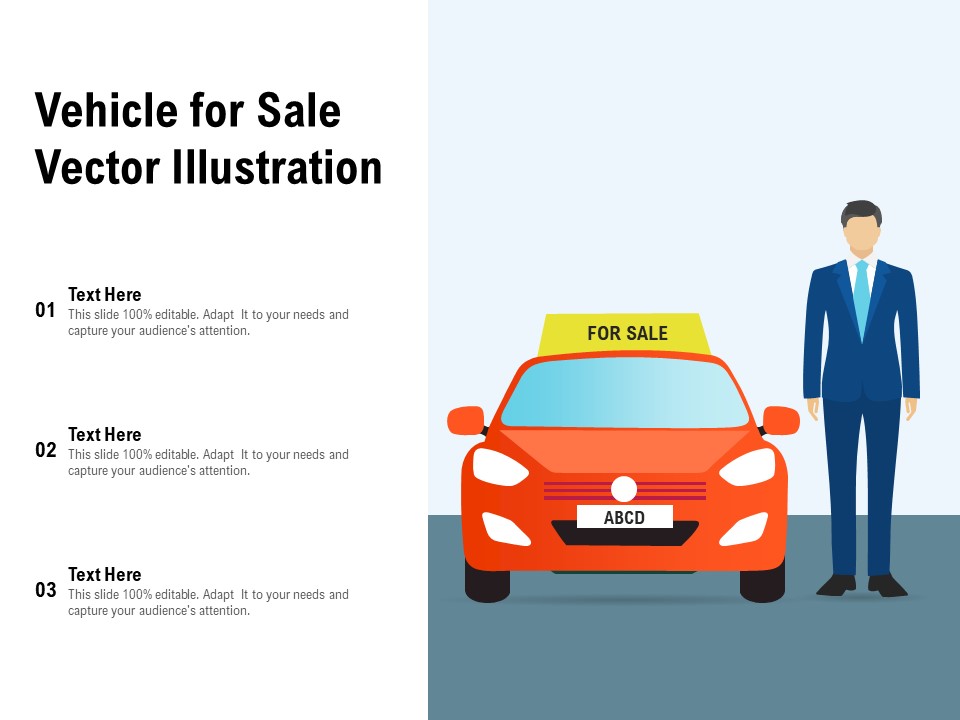 Vehicle For Sale Vector Illustration Ppt PowerPoint Presentation Pictures Elements