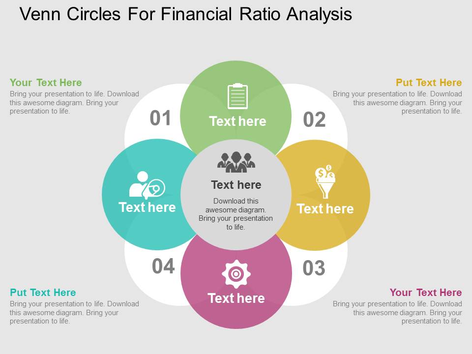 Venn Circles For Financial Ratio Analysis Powerpoint Templates