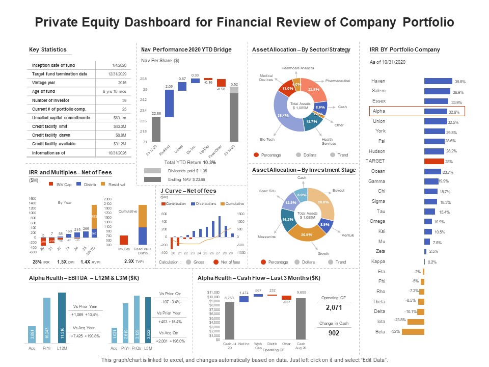 Venture Capitalist Control Board Private Equity Dashboard For Financial Review Of Company Portfolio Information PDF