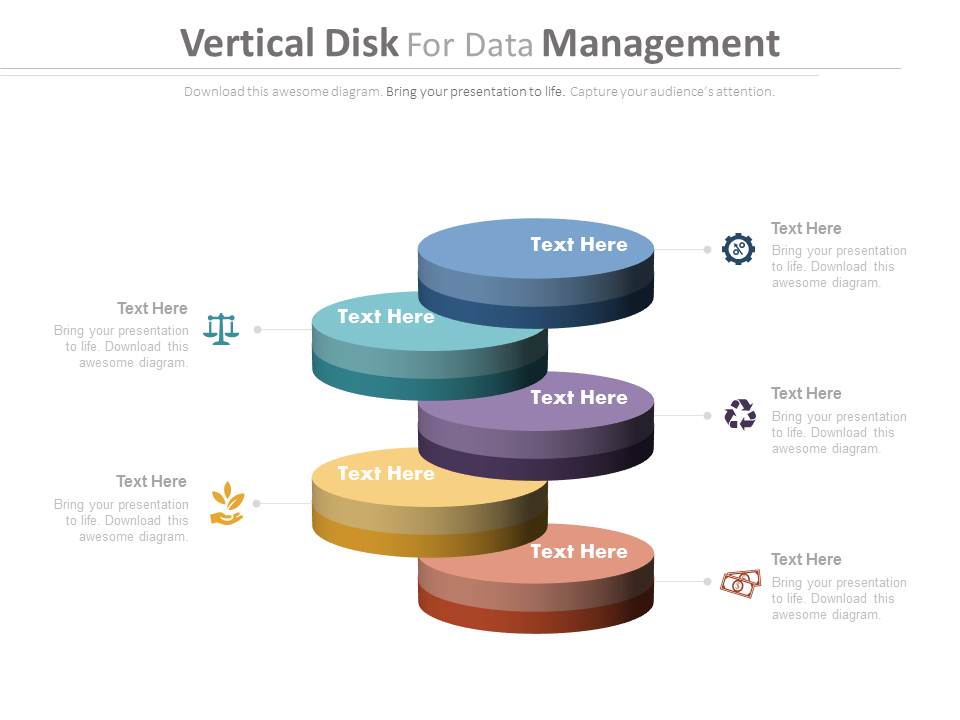 Vertical Steps For Data Management Powerpoint Template