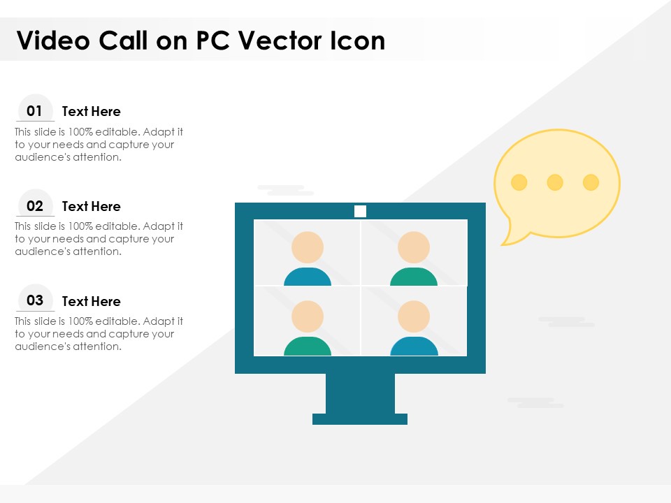 Video Call On PC Vector Icon Ppt PowerPoint Presentation Pictures Design Templates PDF