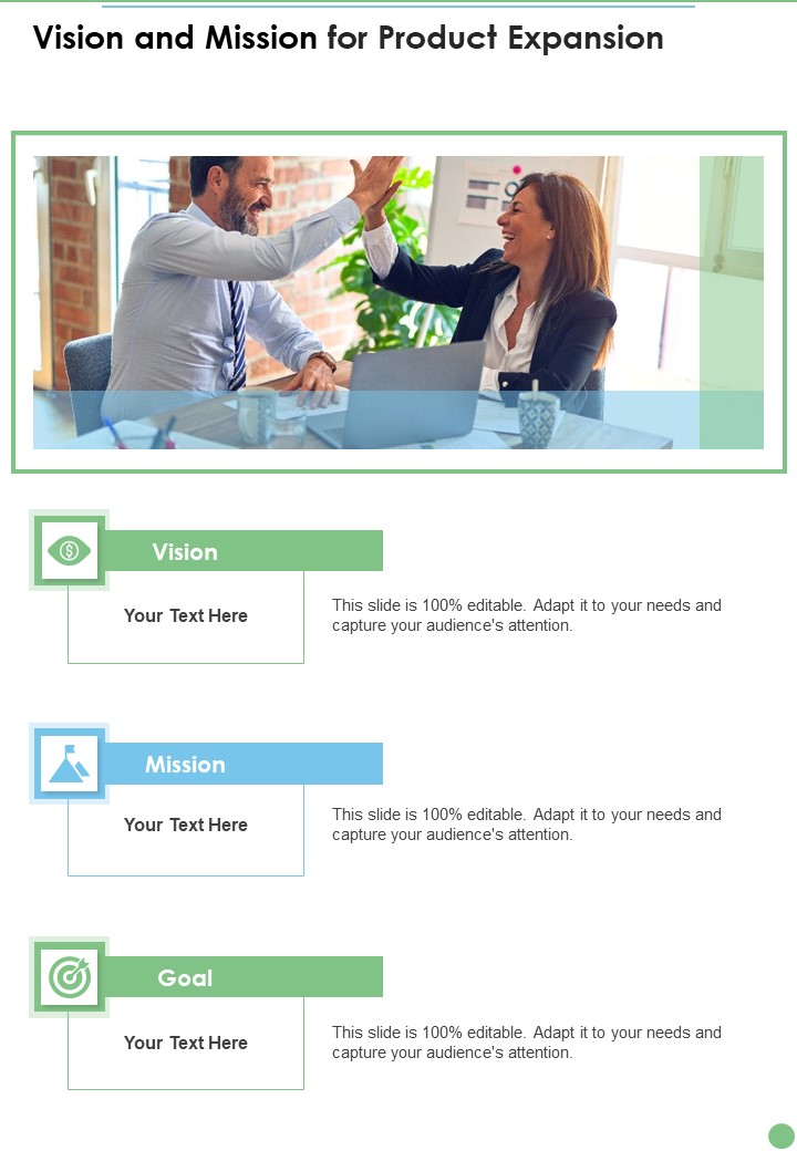 Vision And Mission For Product Expansion One Pager Sample Example Document