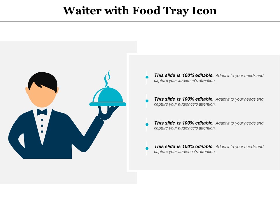 Waiter With Food Tray Icon Ppt PowerPoint Presentation Outline Demonstration