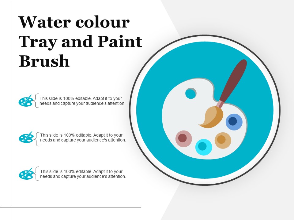 Water Colour Tray And Paint Brush Ppt PowerPoint Presentation Model Graphics Template