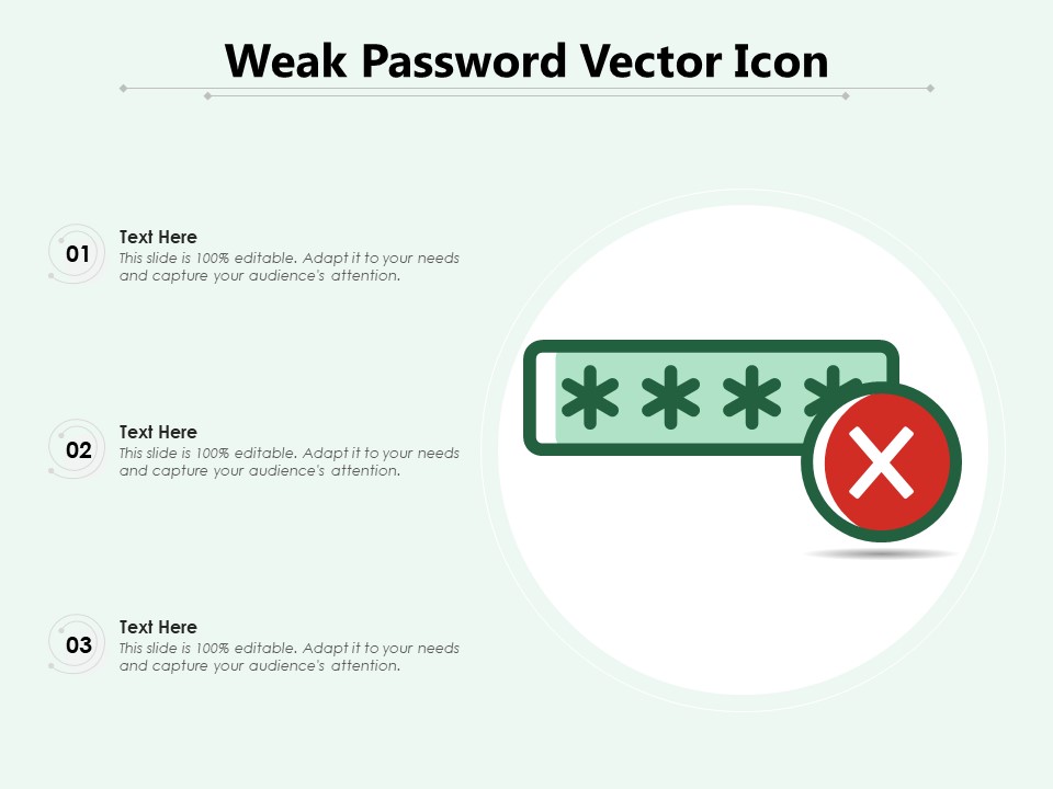 Weak Password Vector Icon Ppt PowerPoint Presentation File Themes PDF
