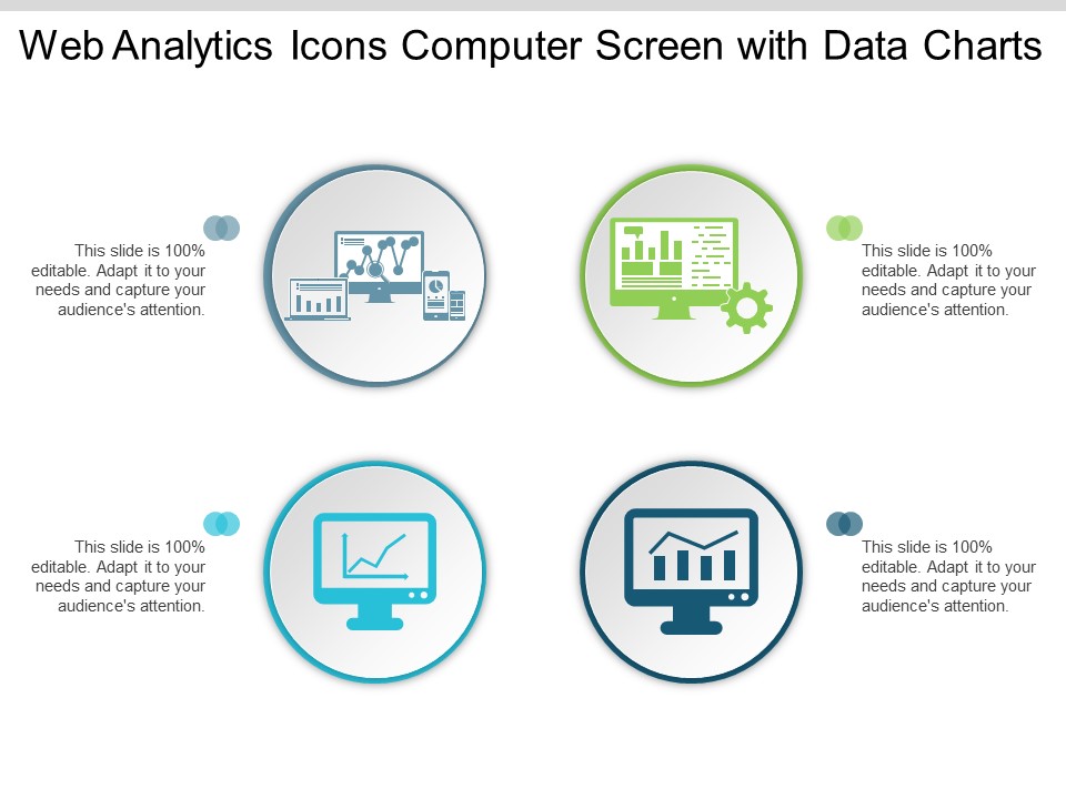Web Analytics Icons Computer Screen With Data Charts Ppt PowerPoint Presentation Ideas Outline