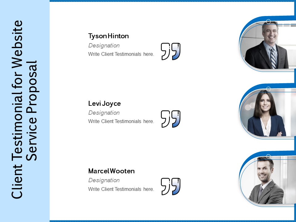 Web Design Template Client Testimonial For Website Service Proposal Diagrams PDF