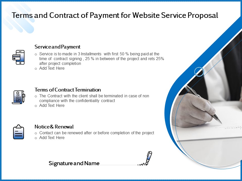 Web Design Template Terms And Contract Of Payment For Website Service Proposal Template PDF